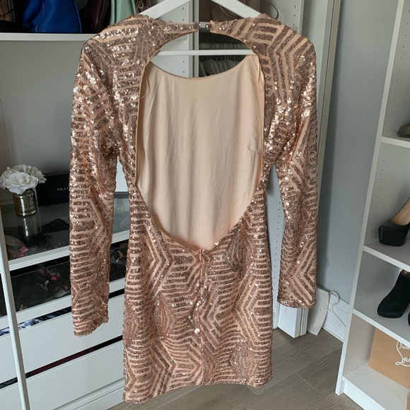 Backless sequin dress - Champagne colour - Picture 3 of 4